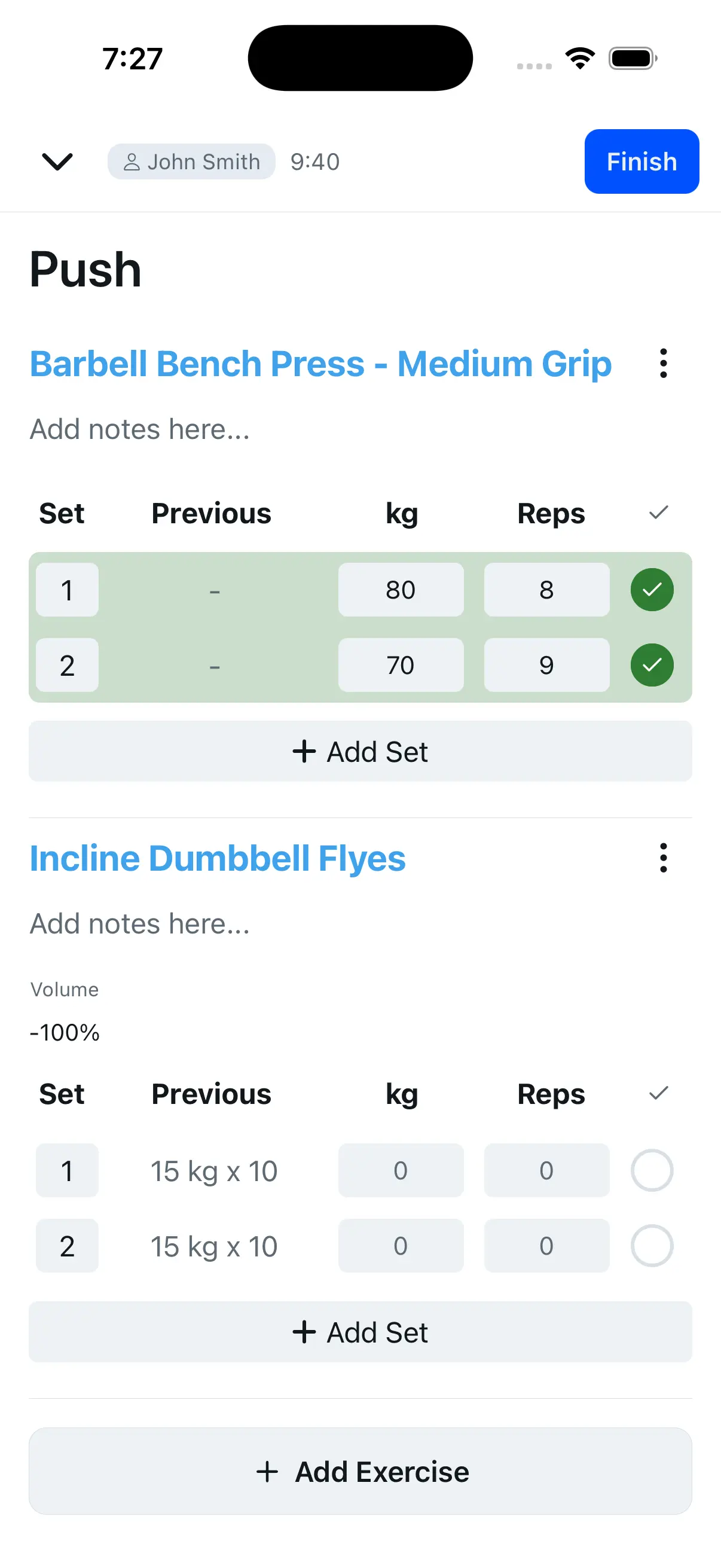Trainrr workout tracking mobile preview